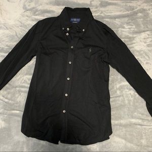 Polo Ralph Lauren Knit Cotton Oxford Shirt Black Slim Button Down Collared